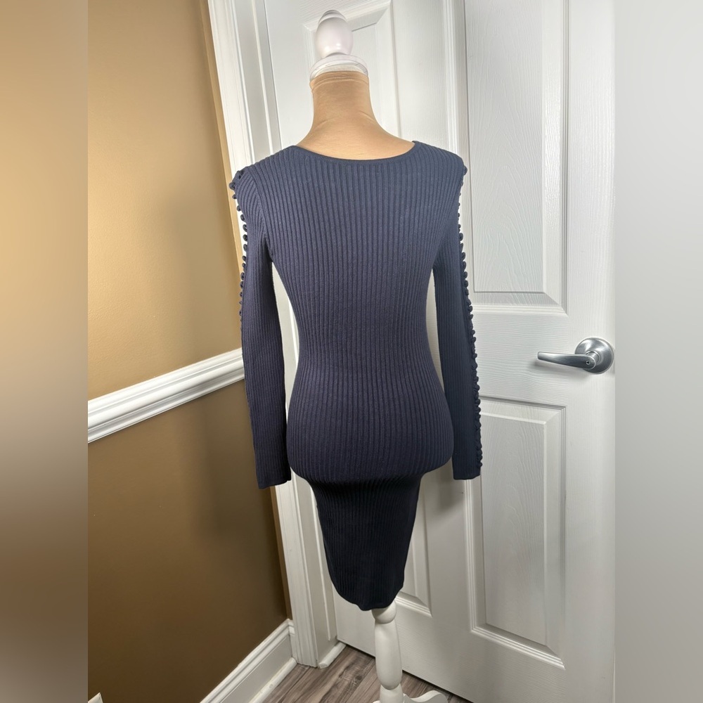 Guess Navy Blue Ribbed Knit Dress Small - Picture 4 of 11
